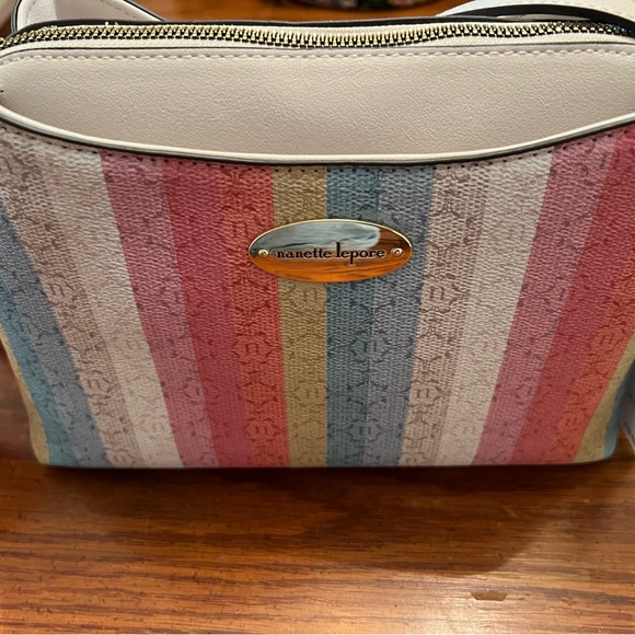 Nanette Lepore MaLogo Crossbody with card case and scarf NWT Logo Stripe - Picture 3 of 12